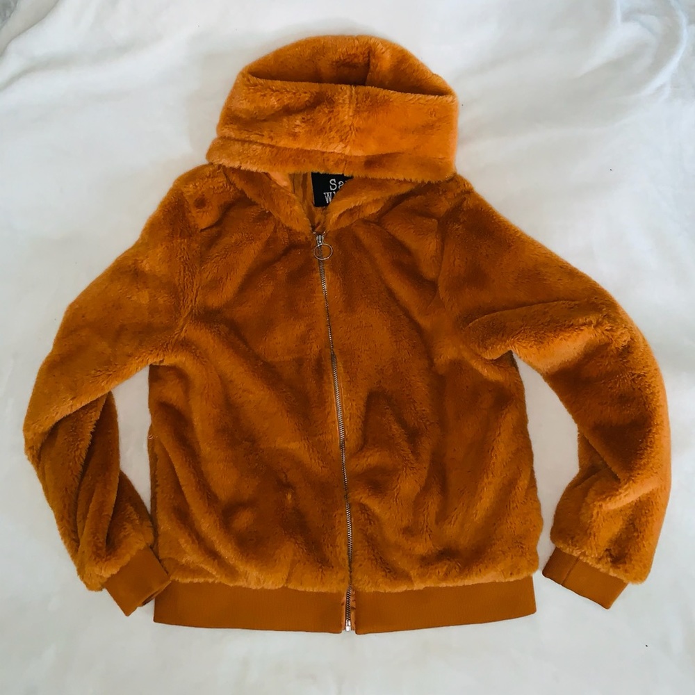 Orange fur jacket